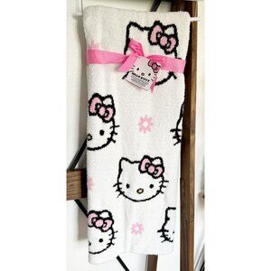 Hello Kitty Spring Pink Flowers Reversible Sherpa Throw Blanket NWT
